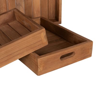 TREY SET 3PCS HM7894 TEAK WOOD IN NATURAL COLOR 39x29x7cm.