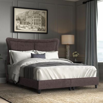 DOUBLE BED NESTOR HM715.02 BROWN TEDDY FABRIC FOR MATTRESS 160x200cm.