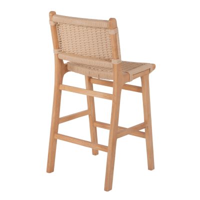 BARSTOOL MEDIUM-HEIGHT HM9332.01 RUBBERWOOD & ROPE- NATURAL COLOR 45x46x95Hcm.