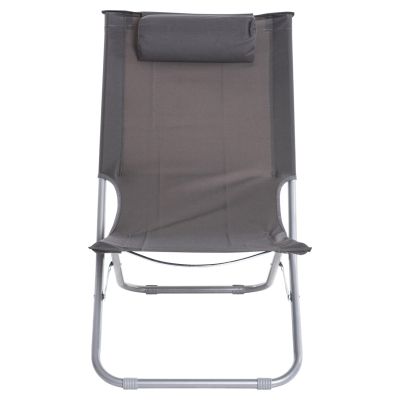 BEACH SHORT CHAIR HM5150.01 METALLIC TALL BACKREST GREY WATERPROOF FABRIC 48x77,5x72 εκ.Hcm.