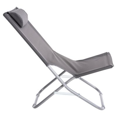 BEACH SHORT CHAIR HM5150.01 METALLIC TALL BACKREST GREY WATERPROOF FABRIC 48x77,5x72 εκ.Hcm.