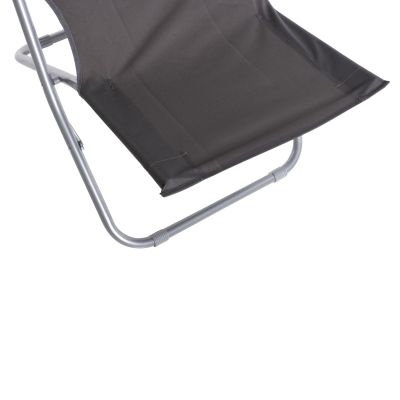 BEACH SHORT CHAIR HM5150.01 METALLIC TALL BACKREST GREY WATERPROOF FABRIC 48x77,5x72 εκ.Hcm.