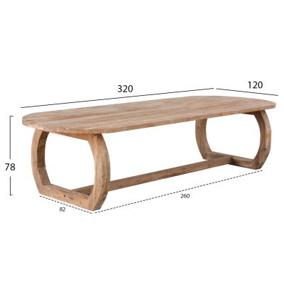 DINING TABLE LEE HM9561 SOLID RECYCLED TEAK WOOD IN NATURAL COLOR 320x120x78Hcm.