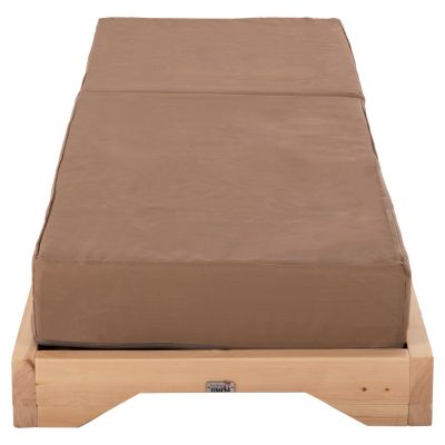 ПЛАЖЕН ШЕЗЛОНГ НИСЪК IKARIA HM10623.04 БОРОВО ДЪРВО В ЕСТЕСТВЕН ЦВЯТ-МОКА ТЕКСТИЛ-ВЪЗГЛАВНИЦА ДЕБЕЛИНА 20см