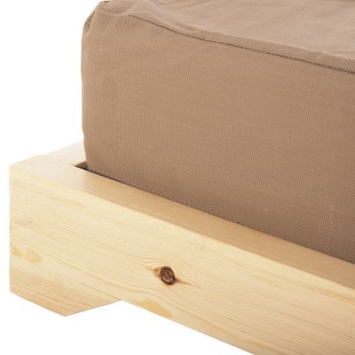 ПЛАЖЕН ШЕЗЛОНГ НИСЪК IKARIA HM10623.04 БОРОВО ДЪРВО В ЕСТЕСТВЕН ЦВЯТ-МОКА ТЕКСТИЛ-ВЪЗГЛАВНИЦА ДЕБЕЛИНА 20см