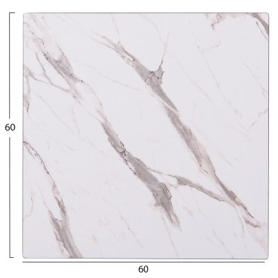 SQUARE HPL TABLETOP HM6363.01 COMPACT WHITE MARBLE 60Χ60Χ1.5cm.