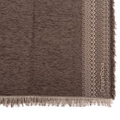 SOFA COVER-THROW WITH FRINGES DREAMTOPIA HM12165.04 IN BROWN COLOR 295X170cm.
