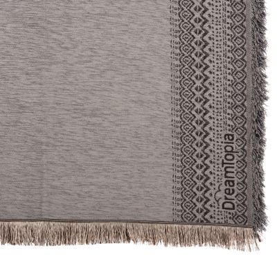 SOFA COVER-THROW WITH FRINGES DREAMTOPIA HM12163.06 IN GREY COLOR 245X170cm.