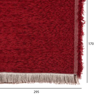 SOFA COVER-THROW WITH FRINGES DREAMTOPIA HM12165.10 IN BURGUNDY RED COLOR 295X170cm.