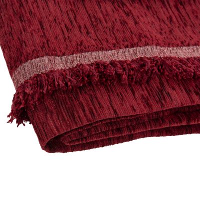 SOFA COVER-THROW WITH FRINGES DREAMTOPIA HM12165.10 IN BURGUNDY RED COLOR 295X170cm.