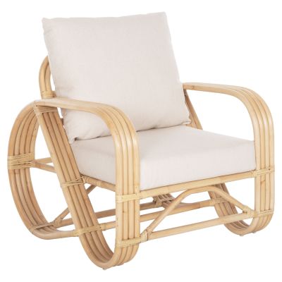 ARMCHAIR BARONESS HM9813 NATURAL RATTAN AND WHITE CUSHIONS 81x90x92Hcm.