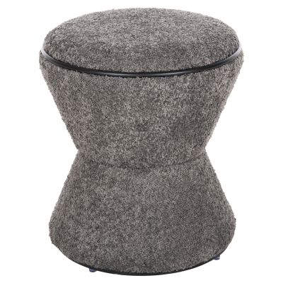 STOOL ROUND LINNER HM9604.01 BOUCLE FABRIC GREY-BLACK DETAIL D38x44 cm.