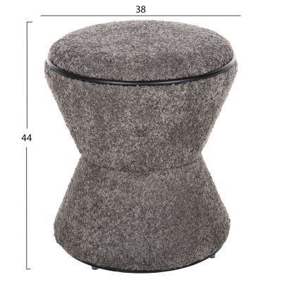 STOOL ROUND LINNER HM9604.01 BOUCLE FABRIC GREY-BLACK DETAIL D38x44 cm.