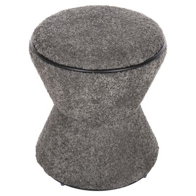 STOOL ROUND LINNER HM9604.01 BOUCLE FABRIC GREY-BLACK DETAIL D38x44 cm.