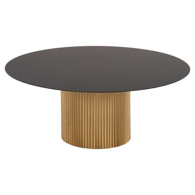 COFFEE TABLES 2PCS CLAD HM11916 METAL IN GOLD-BLACK TOP Φ110x38H & Φ80x32H cm.