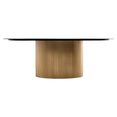 COFFEE TABLES 2PCS CLAD HM11916 METAL IN GOLD-BLACK TOP Φ110x38H & Φ80x32H cm.