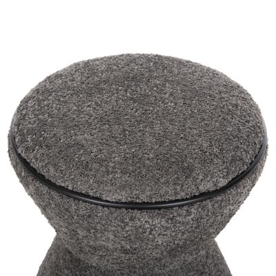 STOOL ROUND LINNER HM9604.01 BOUCLE FABRIC GREY-BLACK DETAIL D38x44 cm.