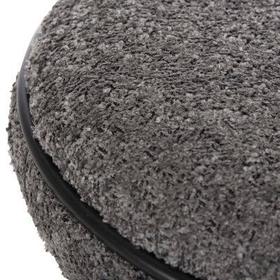 STOOL ROUND LINNER HM9604.01 BOUCLE FABRIC GREY-BLACK DETAIL D38x44 cm.