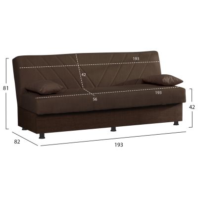 SOFA BED 3-SEATER ANDRE HM3271.02 BROWN FABRIC 193x82x81Hcm.