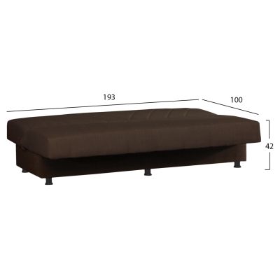 SOFA BED 3-SEATER ANDRE HM3271.02 BROWN FABRIC 193x82x81Hcm.