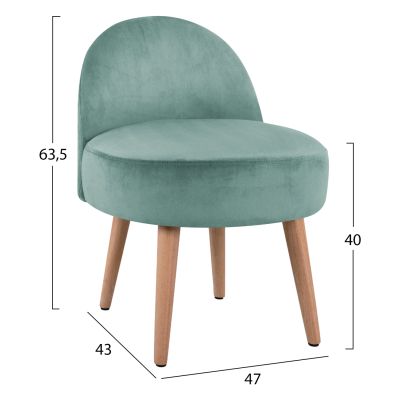 STOOL YASMINE HM8395.07 LOW BACKREST-PISTACHIO GREEN VELVET 47x43x63,5Hcm.