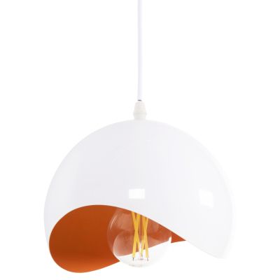 CEILING PENDANT LAMP HM4165.02 METAL SPHERE-WHITE & ORANGE Φ20x118Hcm.