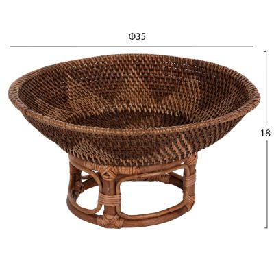 DECORATIVE BOWL WITH BASE HM4270 KETAK WICKERWORK Φ35x18Hcm.
