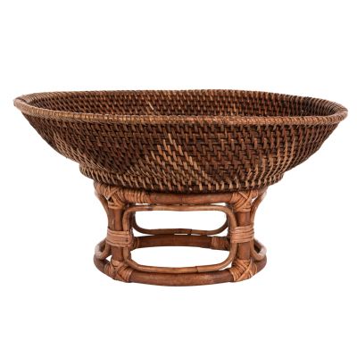 DECORATIVE BOWL WITH BASE HM4270 KETAK WICKERWORK Φ35x18Hcm.