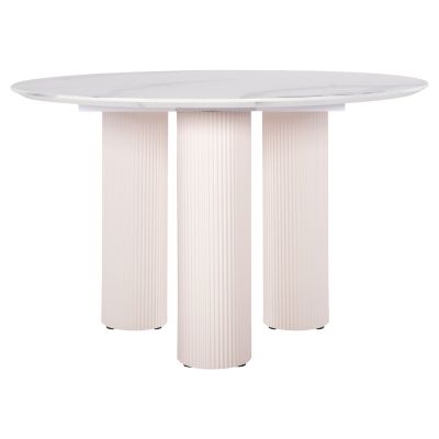 DINING TABLE ROUND DORIK FB99768.01 TABLETOP WHITE MARBLE MDF-WHITE MDF LEGS Φ120x77Hcm.