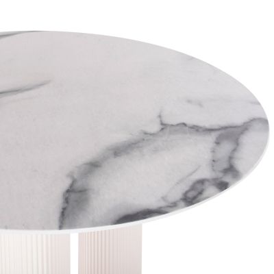 DINING TABLE ROUND DORIK FB99768.01 TABLETOP WHITE MARBLE MDF-WHITE MDF LEGS Φ120x77Hcm.