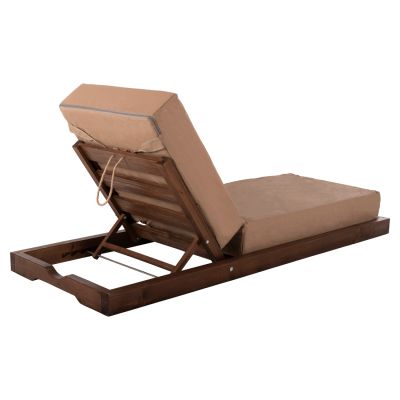 ПЛАЖЕН ШЕЗЛОНГ НИСЪК IKARIA HM10622.04 БОРОВО ДЪРВО В ЦВЯТ ОРЕХ-МОКА ТЕКСТИЛ-ВЪЗГЛАВНИЦА ДЕБЕЛИНА 20см