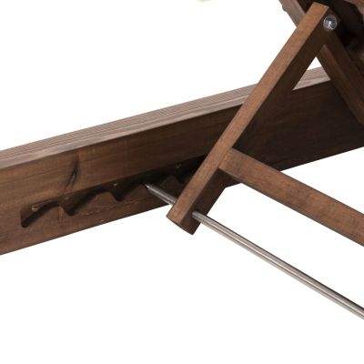 ПЛАЖЕН ШЕЗЛОНГ НИСЪК IKARIA HM10622.04 БОРОВО ДЪРВО В ЦВЯТ ОРЕХ-МОКА ТЕКСТИЛ-ВЪЗГЛАВНИЦА ДЕБЕЛИНА 20см