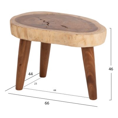 COFFEE TABLE DOMPU HM9630 SOLID SUAR WOOD 8cm THICK TABLETOP 66x44x46Hcm.