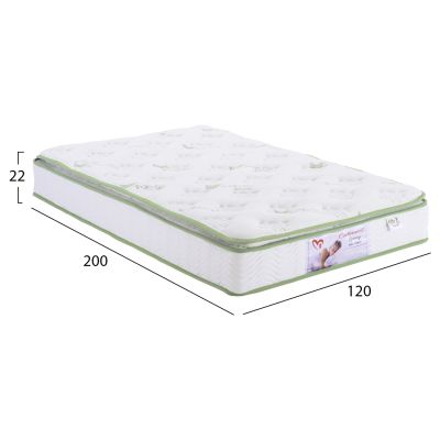 MATTRESS CONTINUOUS SPRING WITH MATTRESS PAD ALOE VERA 120X200 HM372.18 SINGLE SIDE
