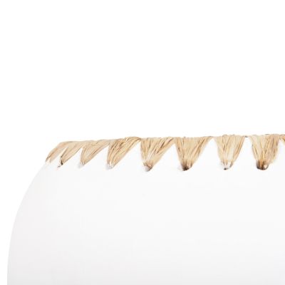 DECORATIVE VASE HM4375 TERRACOTTA IN WHITE WITH STRAW WEAVING ON THE RIM Φ29x23Hcm.