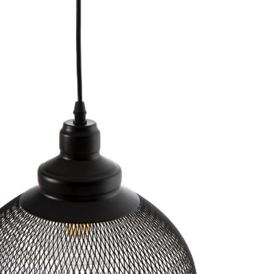 CEILING PENDANT LAMP HM4103 BLACK METAL MESH SPHERE Φ26x133Hcm.