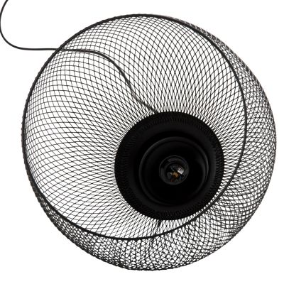 CEILING PENDANT LAMP HM4103 BLACK METAL MESH SPHERE Φ26x133Hcm.