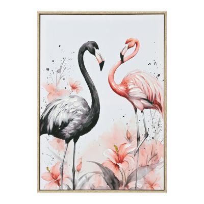 WALL PAINTING FLAMINGOS HM4562 BEIGE PS FRAME-PRINTED CANVAS 52.5x2.8x72.5Hcm.