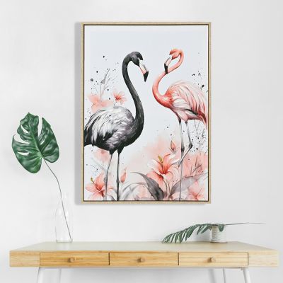 WALL PAINTING FLAMINGOS HM4562 BEIGE PS FRAME-PRINTED CANVAS 52.5x2.8x72.5Hcm.