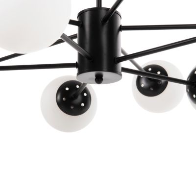 CEILING PENDANT MULTI-LIGHT HM4170 BLACK METAL WHITE GLASS Φ90x97,5Hcm.