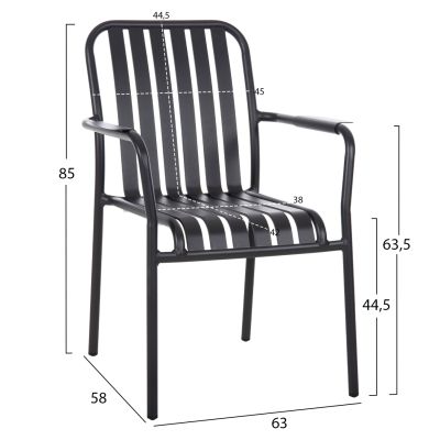 ALUMINUM ARMCHAIR RACHEL HM6088.10 ANTHRACITE 63x58x85Hcm.