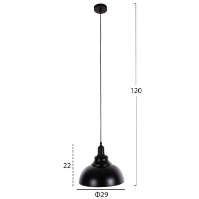 CEILING PENDANT LAMP HM4163 BLACK METAL CAP Φ29x120Hcm