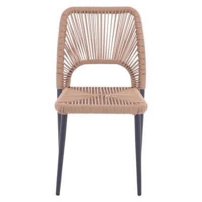 GRAY ALUMINUM CHAIR WITH BEIGE PE TWIST RATTAN HM5770.02 45x63x82Y cm.