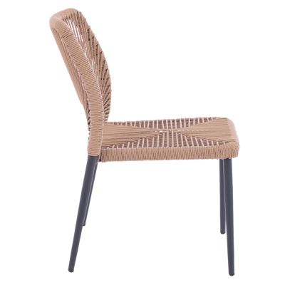 GRAY ALUMINUM CHAIR WITH BEIGE PE TWIST RATTAN HM5770.02 45x63x82Y cm.