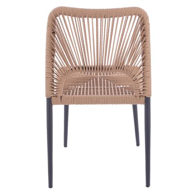 GRAY ALUMINUM CHAIR WITH BEIGE PE TWIST RATTAN HM5770.02 45x63x82Y cm.