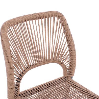 GRAY ALUMINUM CHAIR WITH BEIGE PE TWIST RATTAN HM5770.02 45x63x82Y cm.