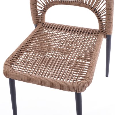 GRAY ALUMINUM CHAIR WITH BEIGE PE TWIST RATTAN HM5770.02 45x63x82Y cm.