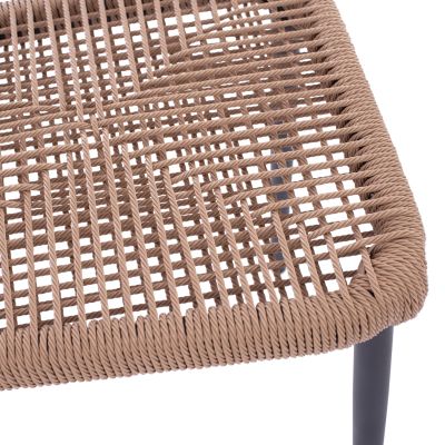 GRAY ALUMINUM CHAIR WITH BEIGE PE TWIST RATTAN HM5770.02 45x63x82Y cm.