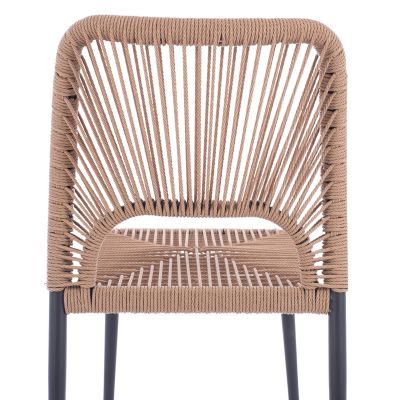 GRAY ALUMINUM CHAIR WITH BEIGE PE TWIST RATTAN HM5770.02 45x63x82Y cm.