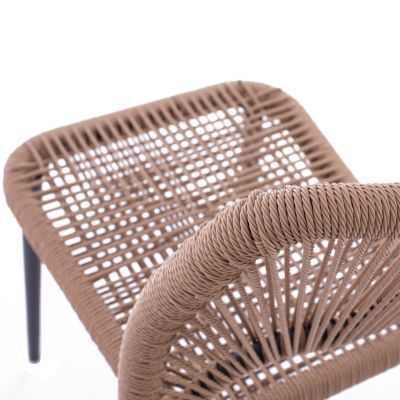 GRAY ALUMINUM CHAIR WITH BEIGE PE TWIST RATTAN HM5770.02 45x63x82Y cm.